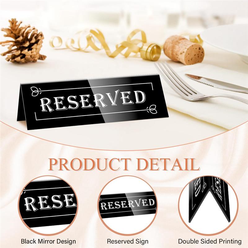 Practical-10PCS Acrylic Guest Reservation Table Tents Sign Waterproof Background Double-Sided Seat Signs