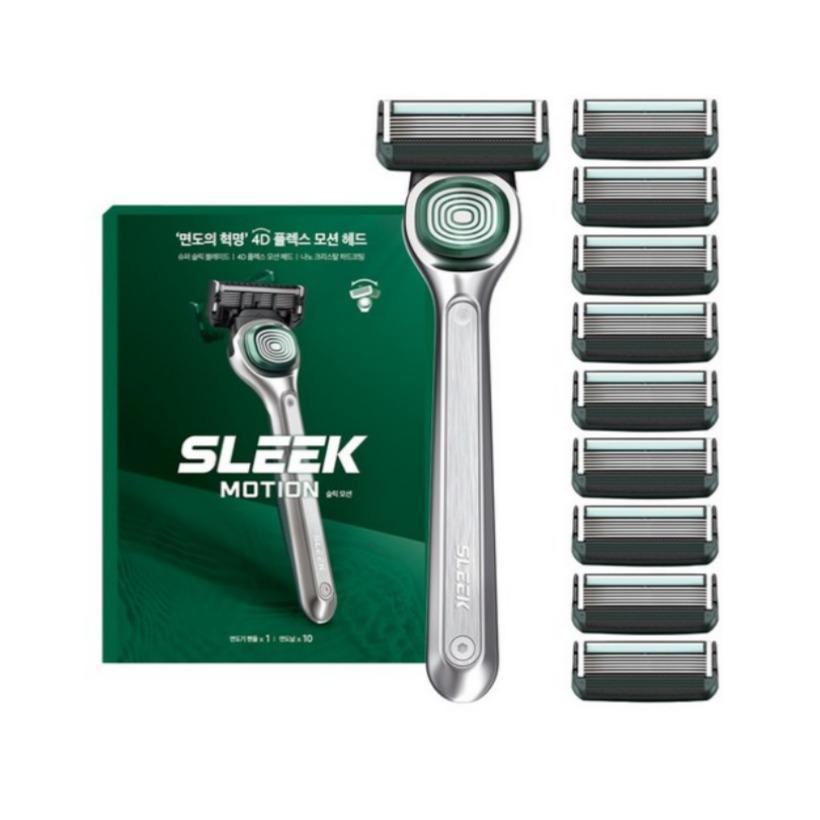 Dorco Sleek Motion Shaving Razor 1 Handle + 10 Cartridges Set Korea Beauty
