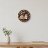 2D Printed WoodenLook Surface Clock Quiet Mechanism Round Feline Wall NonTicking Animal Theme