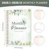 2026 A5 Monthly Planner,Green Butterfly Floral Cover,Academic Agenda with Notes&To Do List,Perfect for Time Management,Good Gift