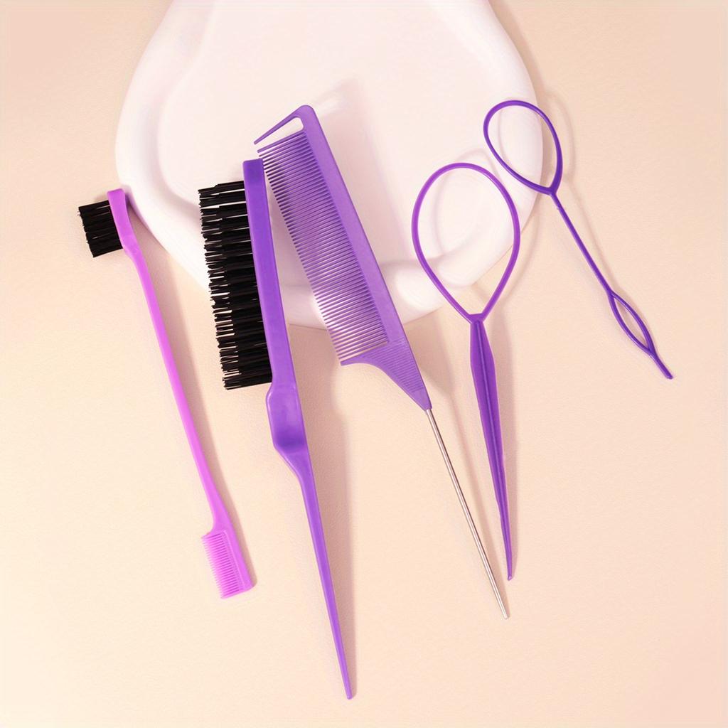 [Niezbędne akcesoria do stylizacji włosów w podróży] Zestaw narzędzi do samodzielnej stylizacji włosów, Zestaw szczotek do włosów i narzędzi do zaplatania, w tym grzebień do stylizacji włosów, grzebień ze szpikulcem, szczoteczka do krawędzi