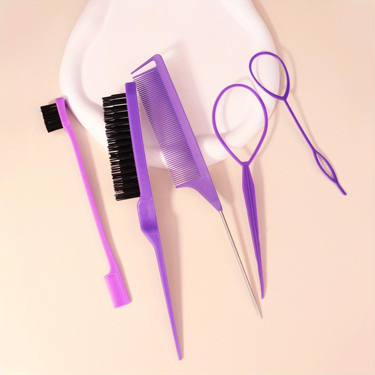 

[Travel Hair Styling Essentials] DIY Hair Styling Tools Set, Hair Brush And Braiding Tool Kit Including Hair Styling Comb, Rat Tail Comb, Edge Brush