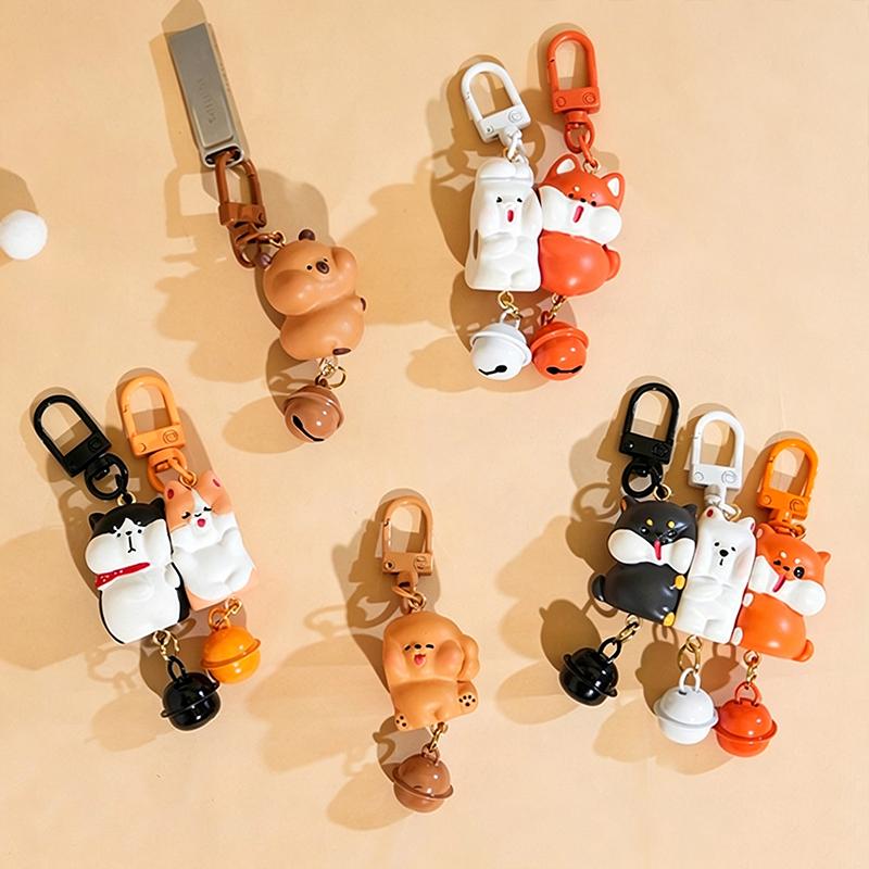 Magnetic Snap Keychain Set 3 Pcs Cartoon Resin Charms Portable Detachable Key Holders for Jacket Zipper Pendant Gift