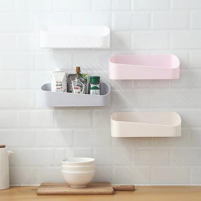 Strong Adhesive Storage Rack In The Bathroom, Plastic Wall Mounted Bathroom Makeup Storage Rack