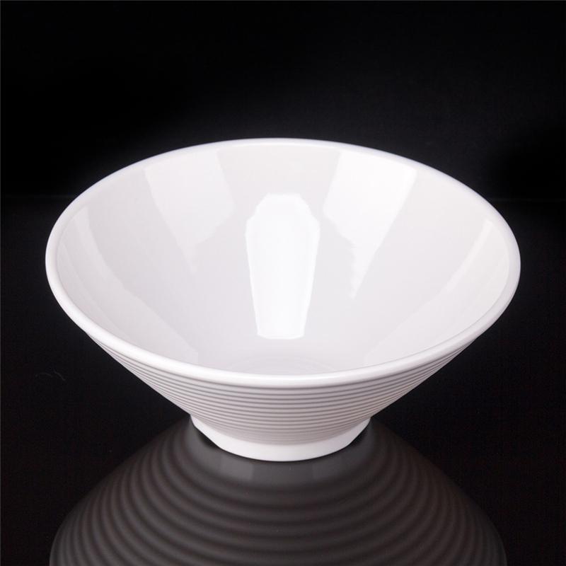 Japonské misky ve tvaru klobouku Bílý melamin Velká miska na ramen, rýži, nudle, Mala Tang Restaurace Servírovací nádobí Porcelánové nádobí