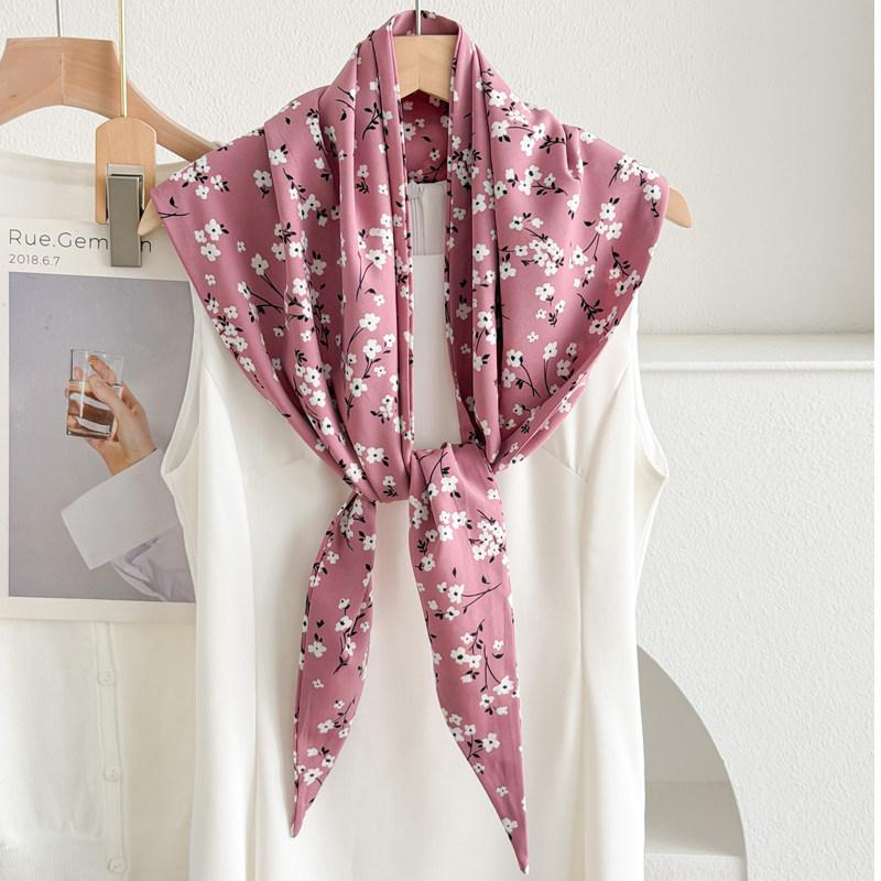 Cheongsam Shawl Women's Summer Outfit Simulation Silk Ethnic Style Triangle Scarf Cloak Versatile Tassel Travel Photo Scarf