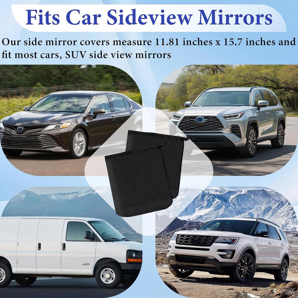 2Pcs Side Mirror Covers, Waterproof Car Side Mirror Protection for Snow, Ice, Bird Droppings - Universal Fit for Cars, SUVs, Winter Rearview Guard,