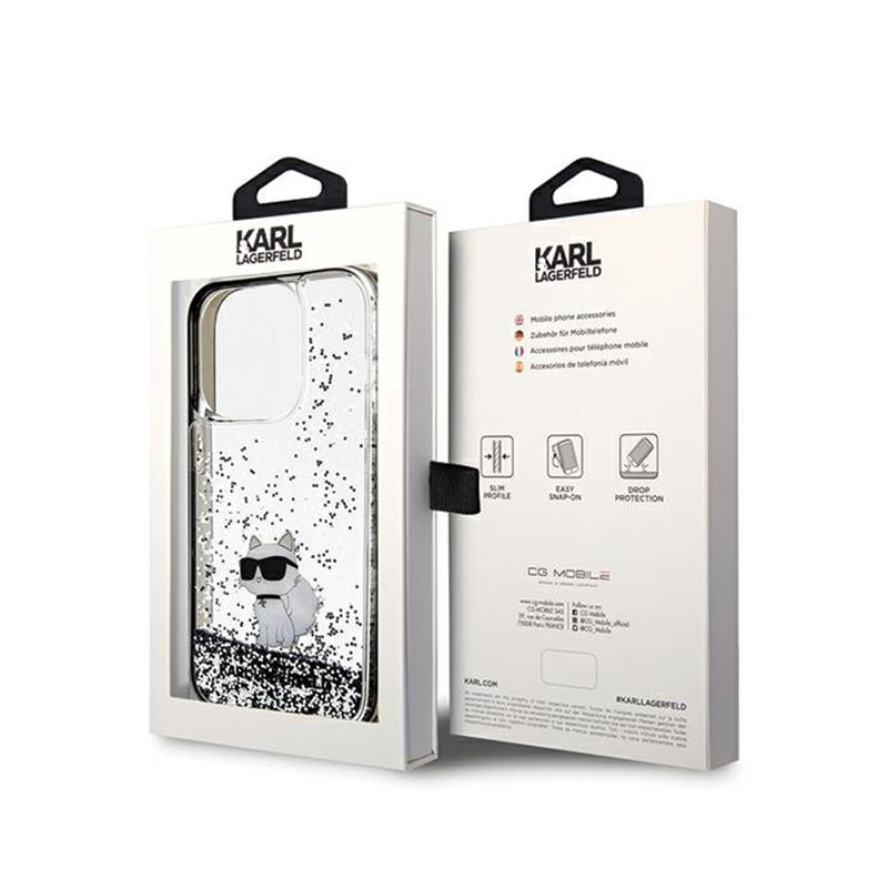 Karl Lagerfeld Liquid Glitter Choupette - Etui Iphone 14 Pro (Przezroczysty)