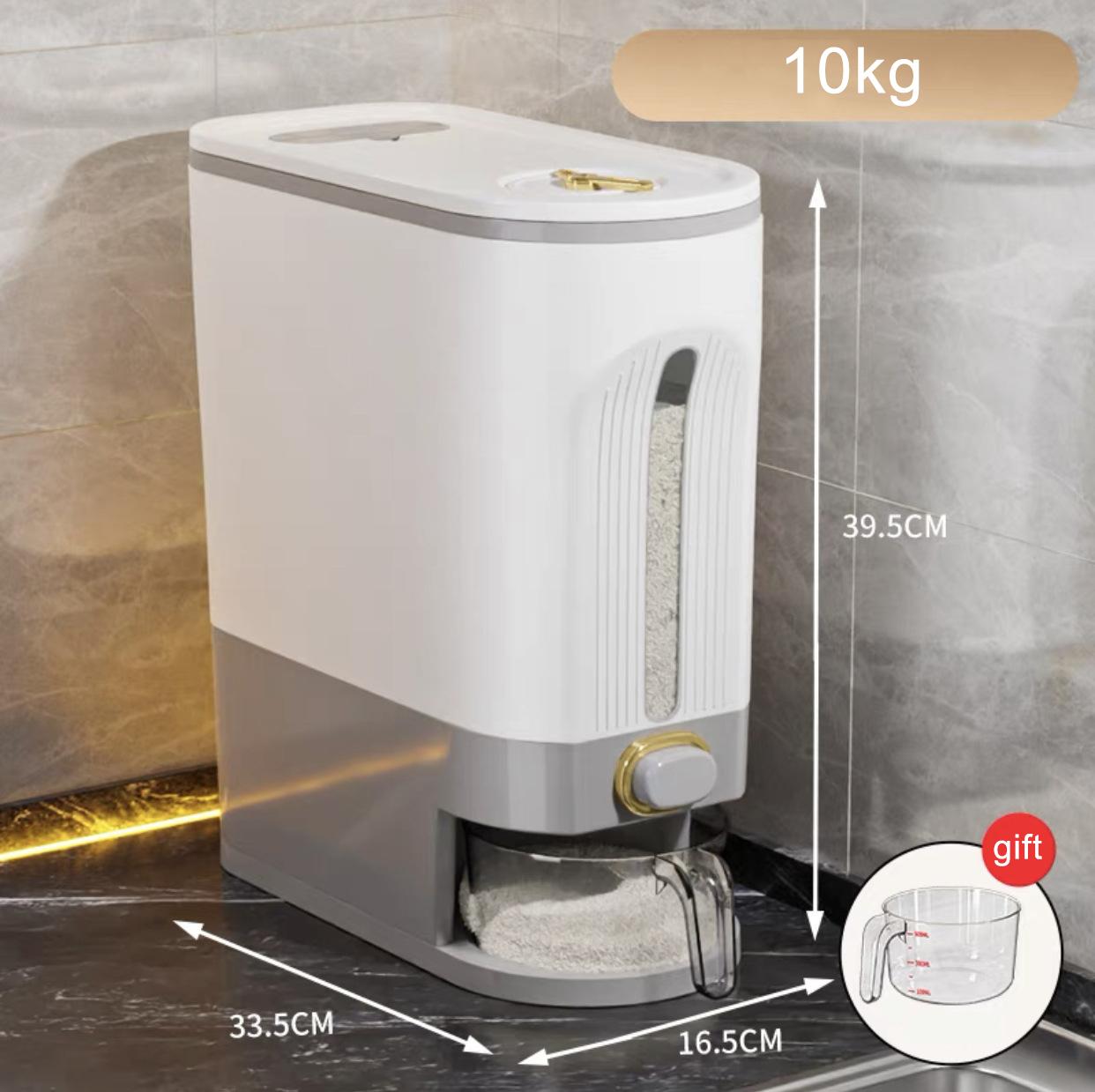 

Ведро для риса на кухне 10/15 кг, дозатор риса, защищенный от насекомых и влаги контейнер для хранения бобовых зерен с мерным цилиндром 10kg белый