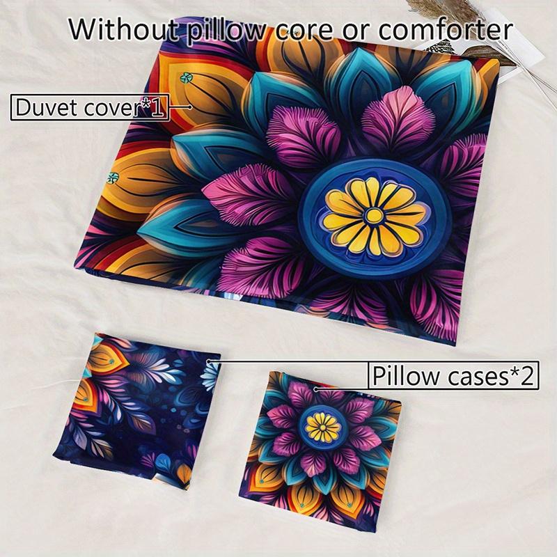 3 st Mandala Blommig Sängkläder Påslakanset Bohemisk Mandala Sängkläder Quiltset Bohemiskt Tema Sängöverkastset Livfull Mandala