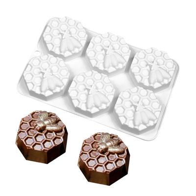 Silikon Französische Mousse-Kuchenform, 3D Backform, DIY Schokoladen-Seifen-Kerzenform, 6-Kammer Wabenform