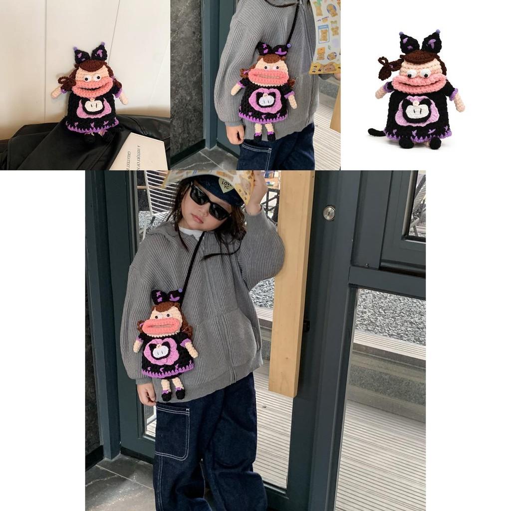 Stylish And Breathable Knitted Crossbody Bag For Children In Fun Cartoon Theme