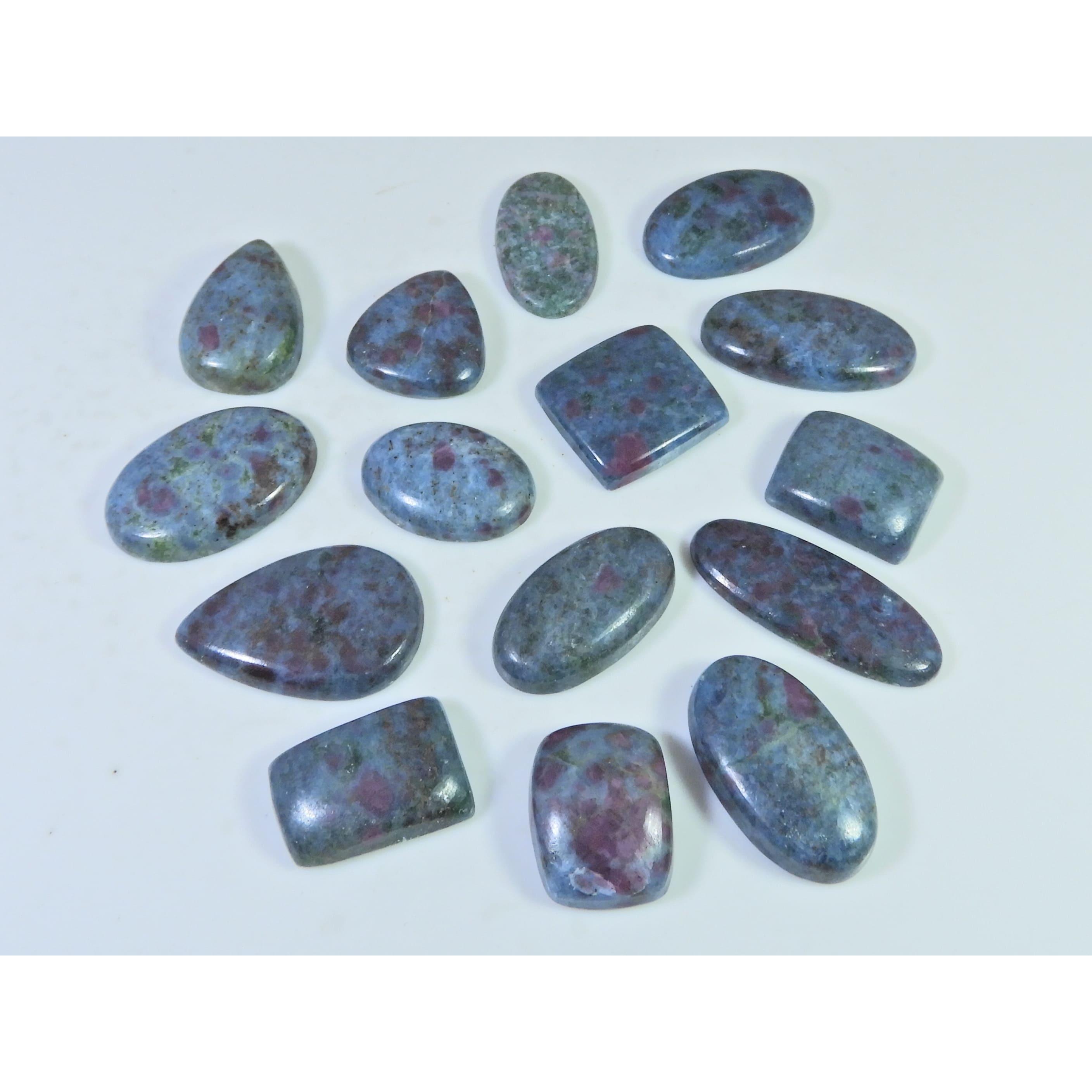 340Cts. Natural Ruby in Kyanite Mix Cabochon Loose Gemstone 15 Pcs Lot C-1306