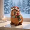 Whimsical Animal Ornaments for Courtyard Christmas Capybara Resin Figurine, Statue with Santa Hat Scarf Wreath, Artistic Crafts Windowsill
