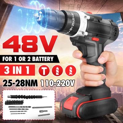 Cacciavite trapano elettrico 3 in 1 Set di utensili elettrici per cacciavite dinamometrico 2 velocità 25 + 3 88V con accessori per trapano a batteria da 2 pezzi 6000mAh