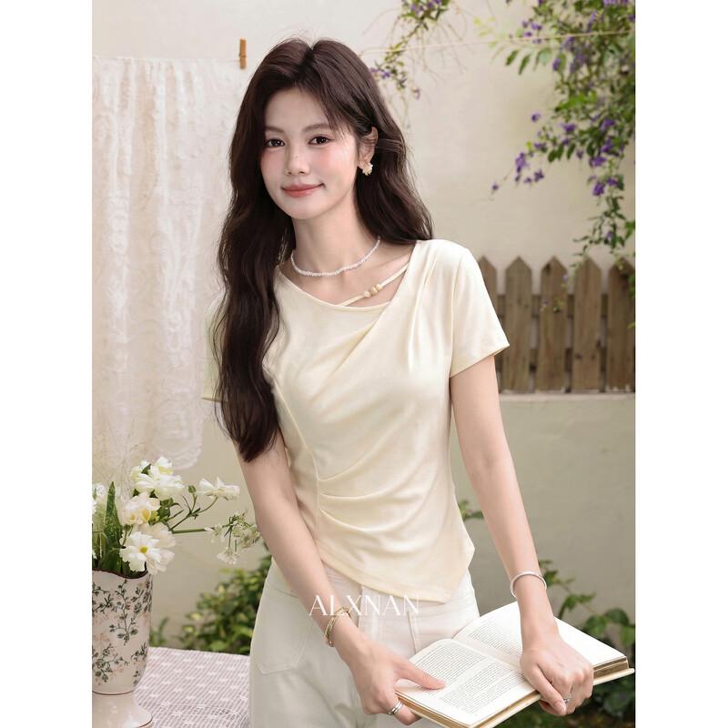 Women s French Style Slim Fit Short Sleeve T-Shirt L