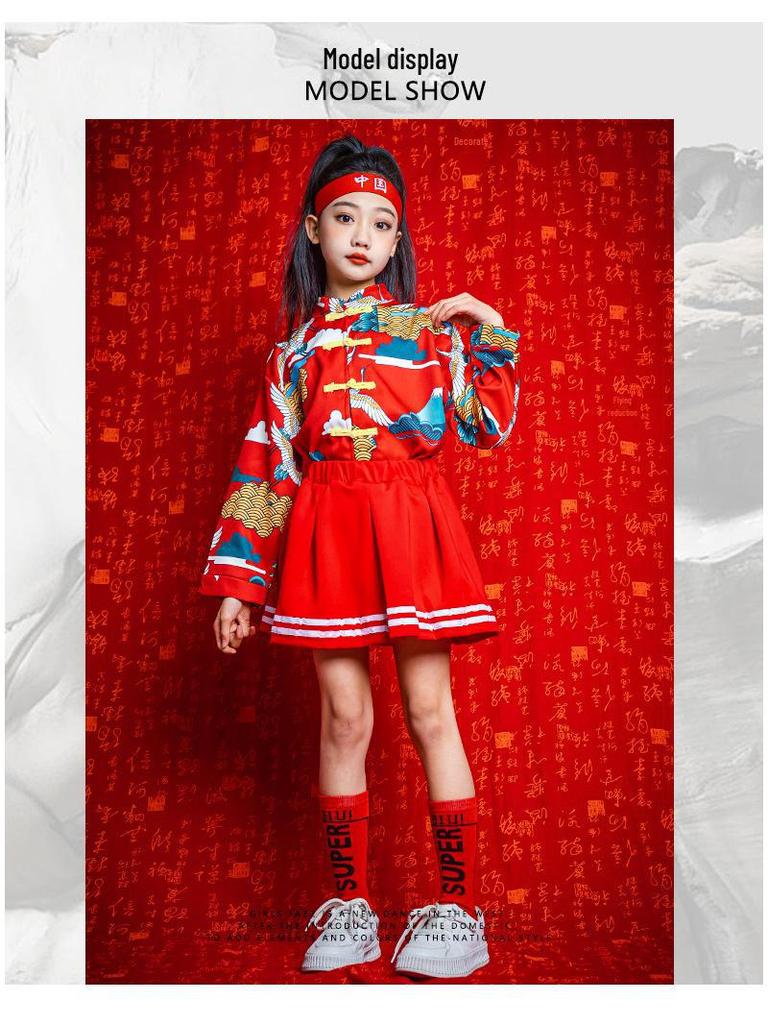 Neujahrs-Cheerleading-Kostüme für Kinder: Tang-Anzug im chinesischen Stil für Mädchen, Hanfu