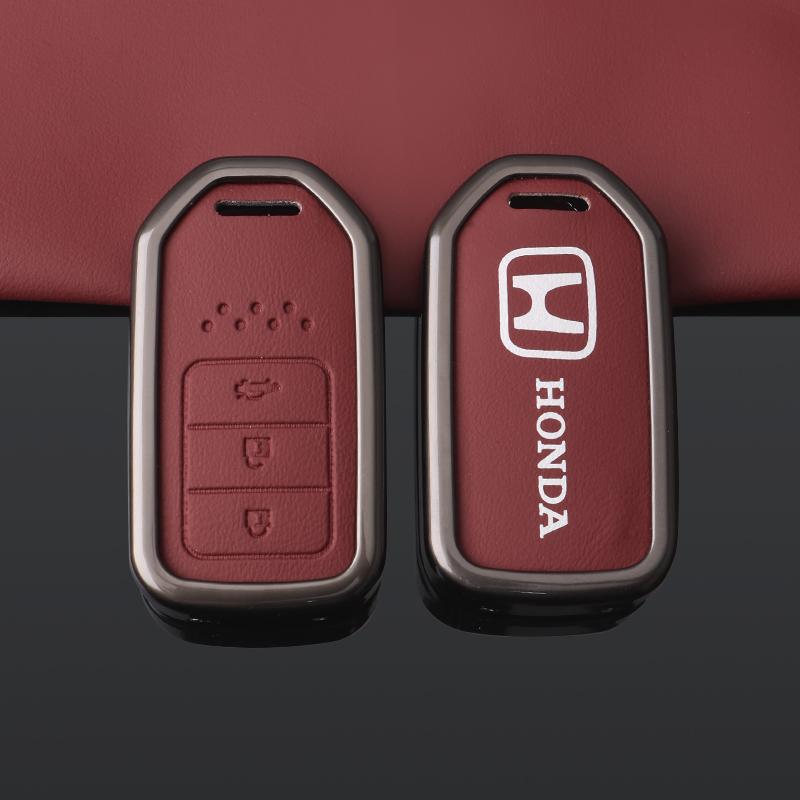 Zinc Alloy Leather Car Smart Key Case Cover Protector Shell Fob for Honda Vezel City Civic Jazz BRV BR-V HRV Keyless Accessories