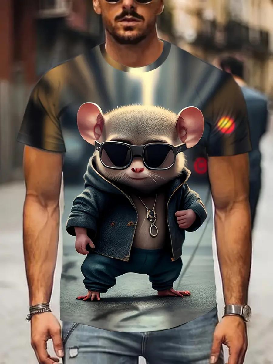 

Мужская футболка с принтом 3D Animal Mouse, летняя мода, повседневная, для спорта на открытом воздухе, для фитнеса, с круглым вырезом и короткими рукавами, мужская рубашка, одежда 3XL