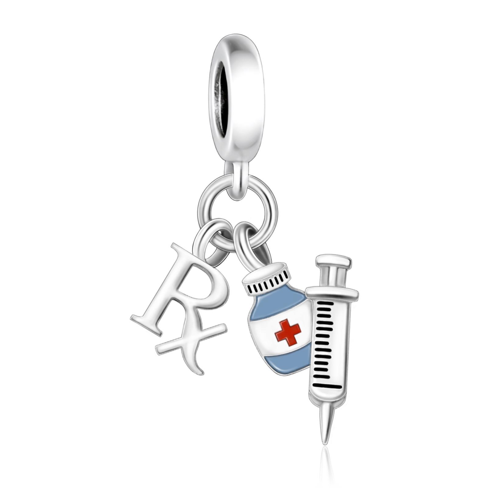 

Fit Pan Charms Bracelet 925 Silver Double Helix Chemistry Science DNA Microscope Bead For Making Laboratory Berloque