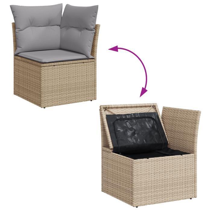 VidaXL Ensemble de canapé de jardin 7 pièces avec coussins en rotin poly beige 3357053