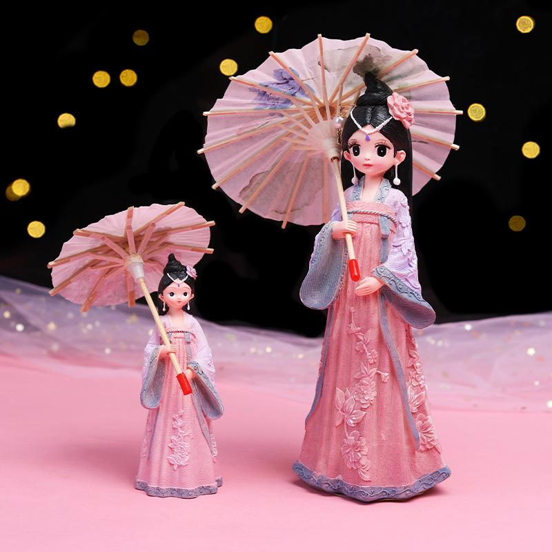 2025 New Arrival China Resin Traditional Chinese Style Cute Girl Figurines Miniatures Desk Accessories Home Decoration Ornaments