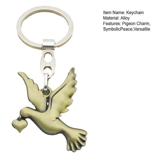 Tauben-Anhänger Schlüsselanhänger Friedenssymbol Schlüsselanhänger Metallanhänger Legierung Schlüsselring Auffälliger Schmuck Einweihungsgeschenk