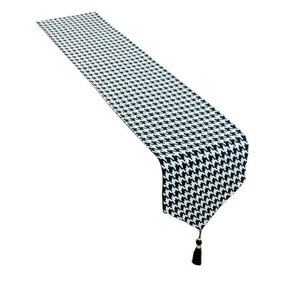 Table Runner Plaid Print Table Decorative Contrast Tassel Color with Anti-slip Decoration Heat-resistant Drooping