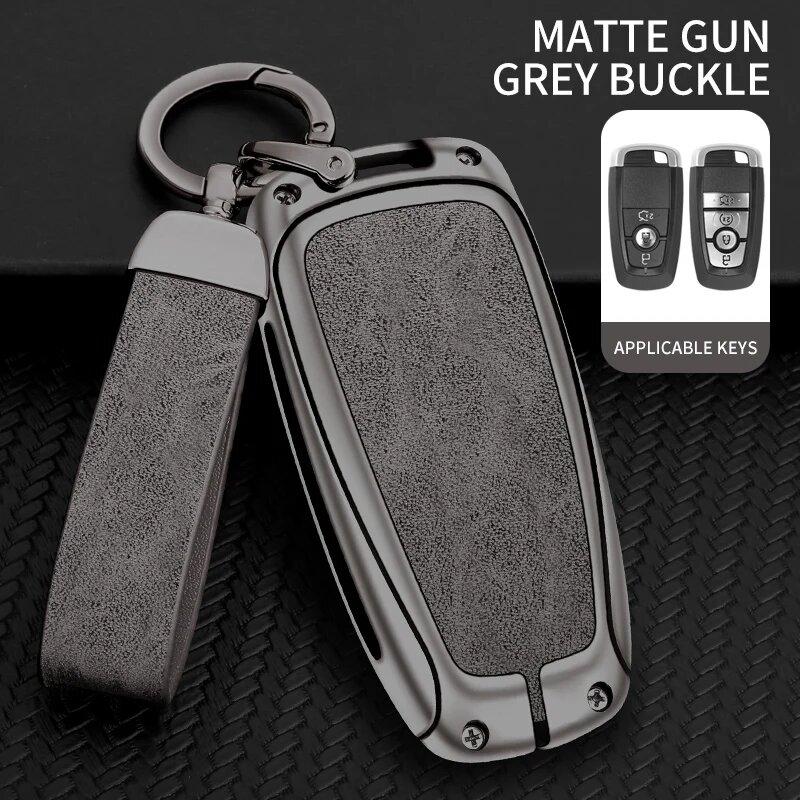 Zinc Alloy Leather Car Key Case Suitable For Ford Ranger Wildtrak Focus C-Max Galaxy Mondeo Mustang Explorer Edge Ecosport
