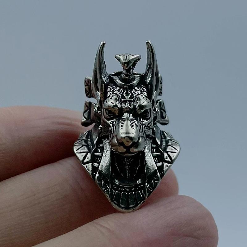 Ancient Egypt Death God Jackal Head Brass Edc Knife Beads Diy Paracord Woven Lanyard Pendants Jewelry Outdoor Accessories