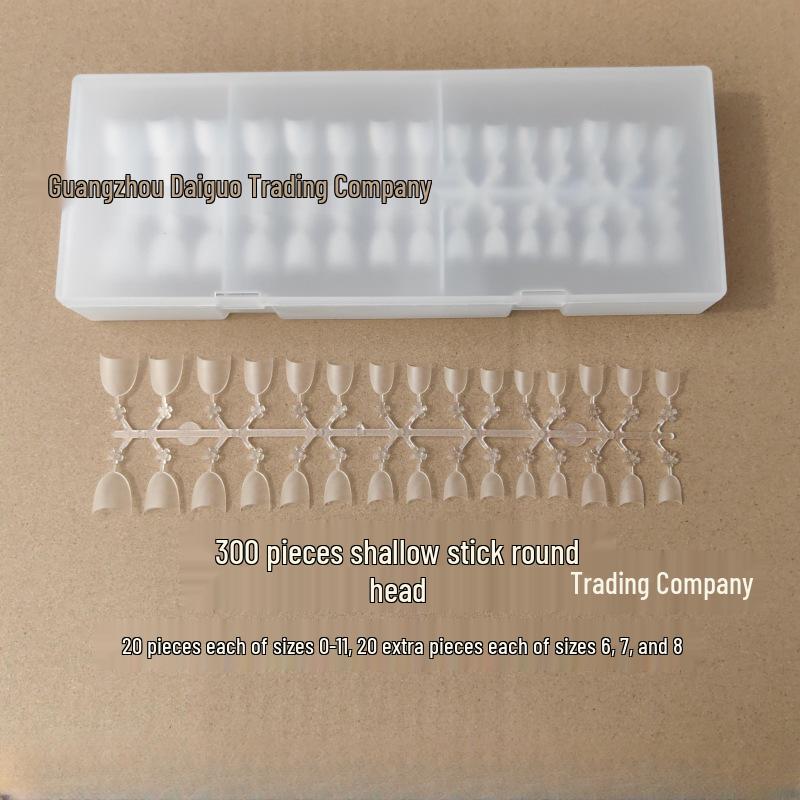 

Floral Trapezoid & Oval Transparent Frosted Nail Tips - Small, No-Shaping, Easy-Remove, Half Cover