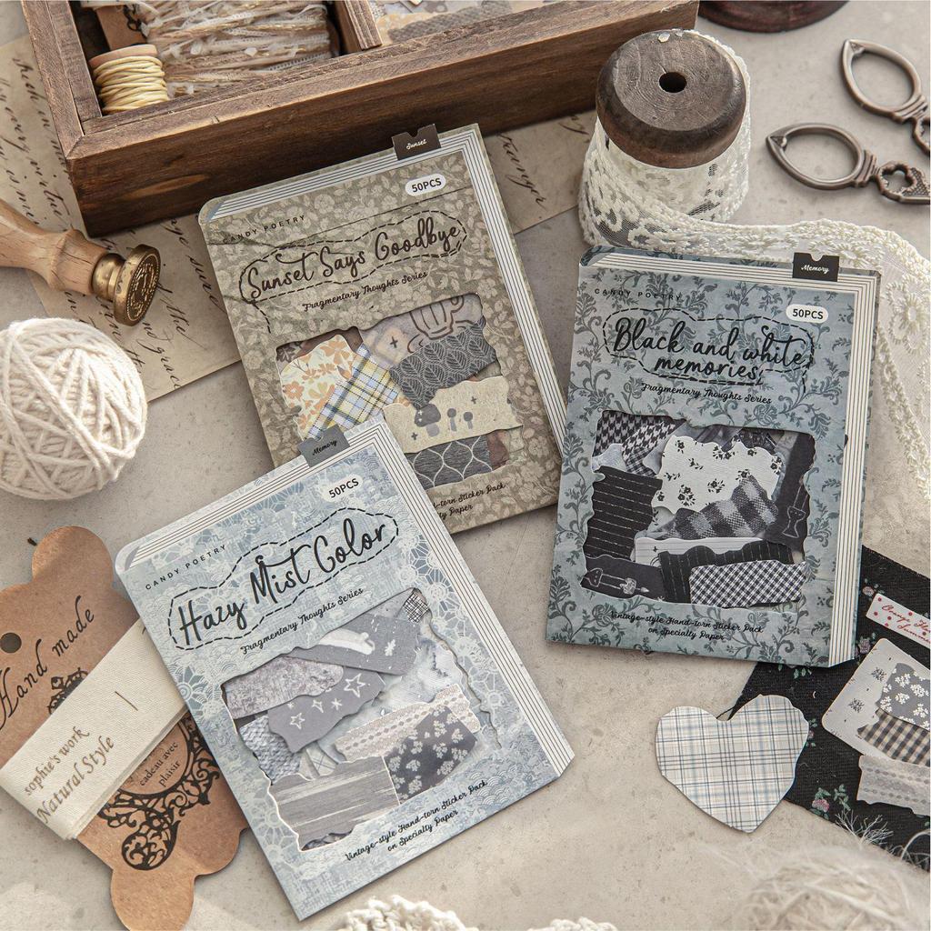 Zucker Poesie Stoff-Themen Abreißbares Sticker-Pack für Journals