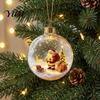 Holiday Home Decorations Glowing Christmas Ball Ornaments, Light-Up with Mini Scene, Acrylic Clear Seasonal Tree Baubles Hanging Decor Warm LED Light