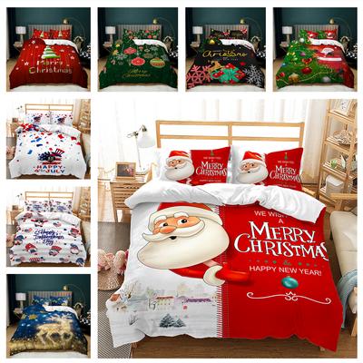 3D Christmas Bedding Set Happy New Year Quilt Set 2/3 Pieces Christmas Merry Pattern AU180 * 210 Full Size Children's Soft Bedroom Decoration