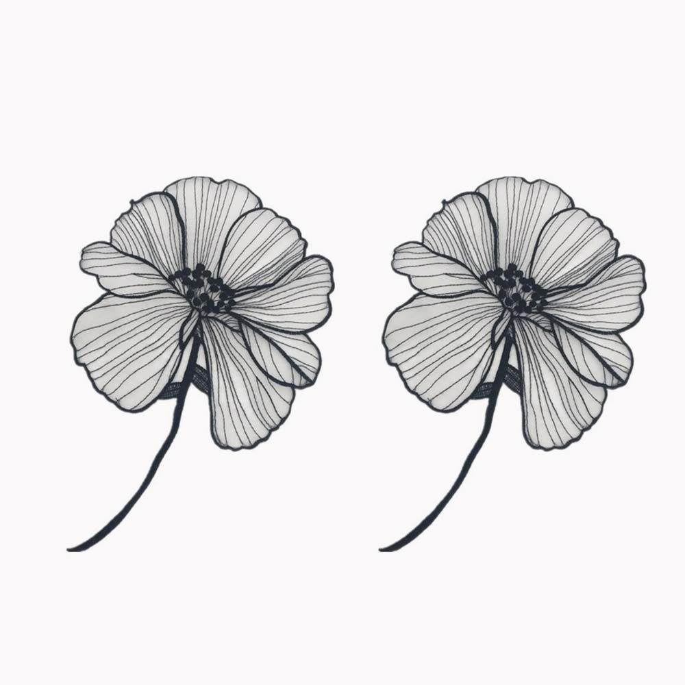 

2 шт. Черные цветочные вышитые нашивки для одежды своими руками, пришивные цветочные нашивки, вышитые кружевные аппликации, украшение одежды