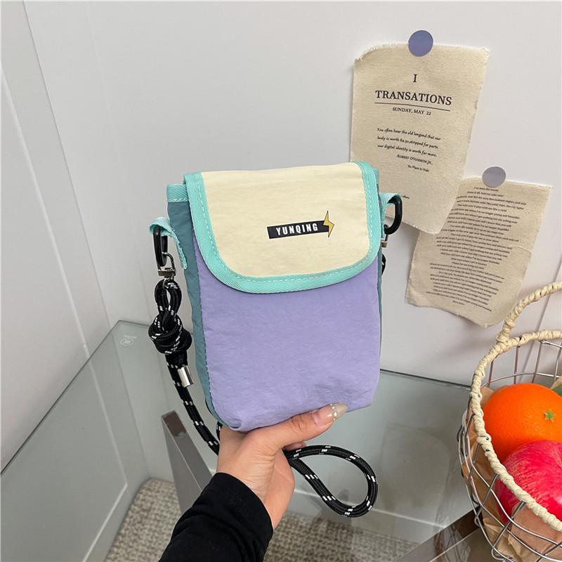 Dopamine Color Block Lightweight Crossbody Bag - Waterproof Mini Vertical Phone Bag for Hiking & Climbing