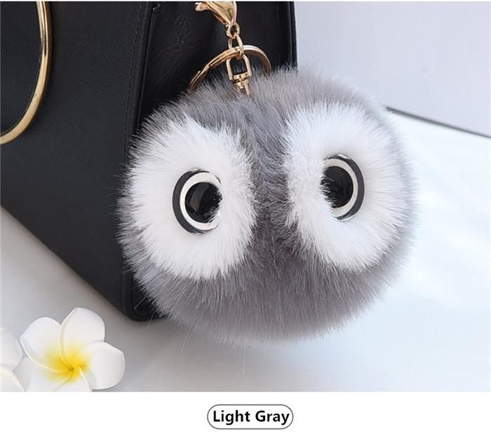 Fluffy Rabbit Fur Ball Pompom Owl Women Pompon Owl Female Toy Bag Car Trinket Jewelry Gift Bag Charm
