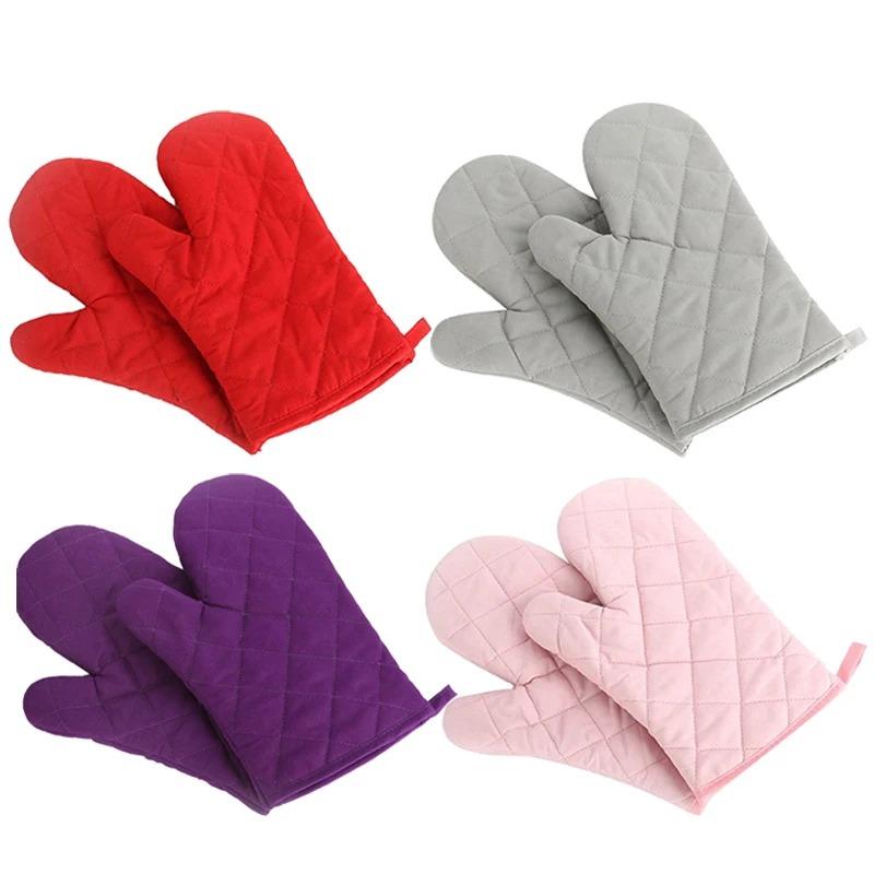 1PC Oven Mitts Heat Resistant Microwave Oven Glove Cotton Linen Baking BBQ Non-slip Oven Mitts Kitchen Cooking Supplies Tools
