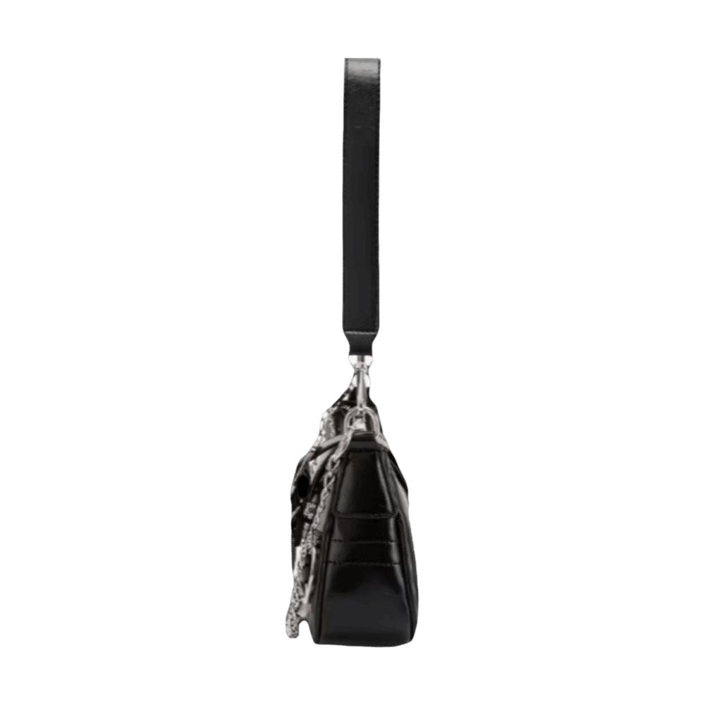 Punk Shoulder Bag Black Red Decor French Stick Handbag Fashion Star Rivet Underarm Bag  Daily