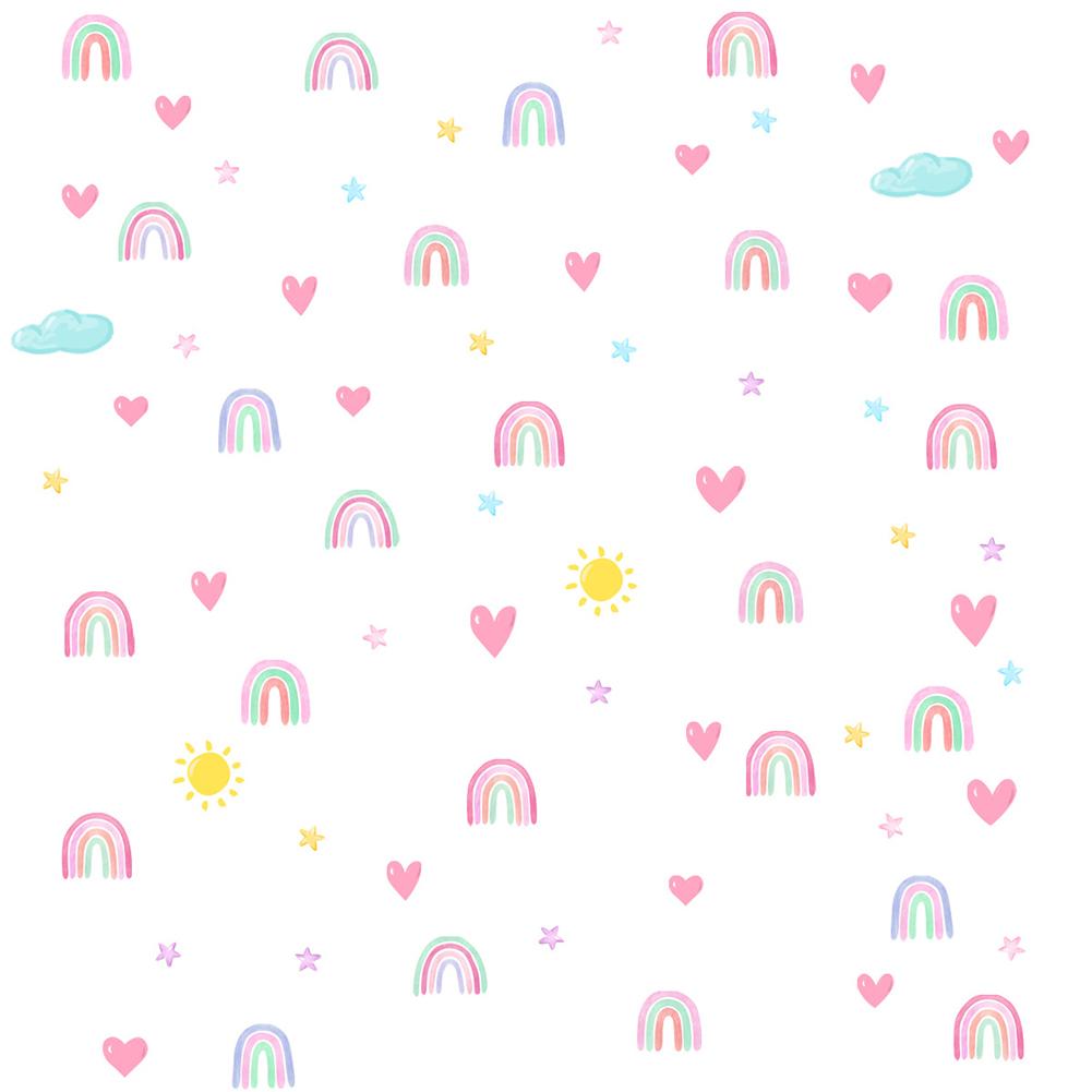 4pcs Pvc Wall Stickers Rainbow Stars Love Self-adhesive Wall Decals For Girls Boys Bedroom Nursery Wall Decor