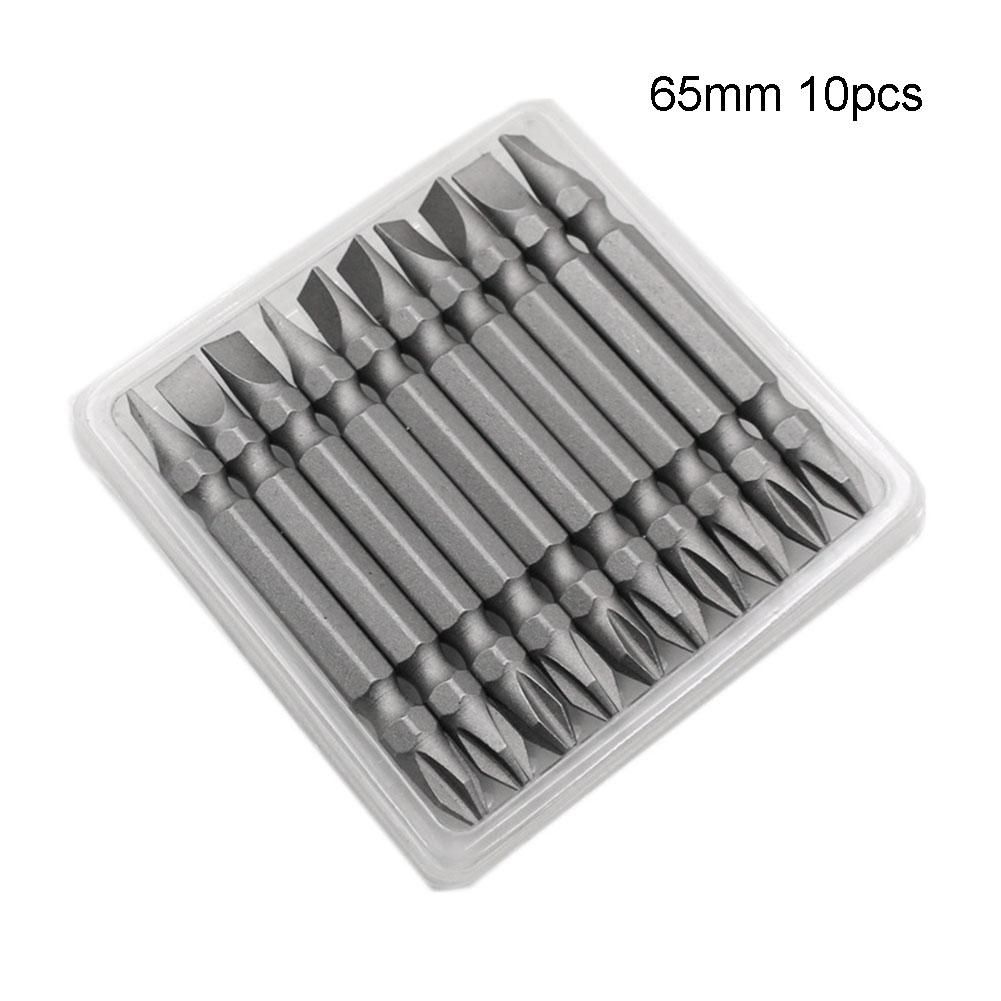 10Pcs Magnetic Screwdriver Bits 50/65/100/150/200mm Cross & Slot Drill Bit PH2 X 6mm Double Head Electric Screwdriver Drills