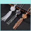 Elegant Long Crystal Necklace For Women Featuring Stylish Floral Design And Versatile Colors