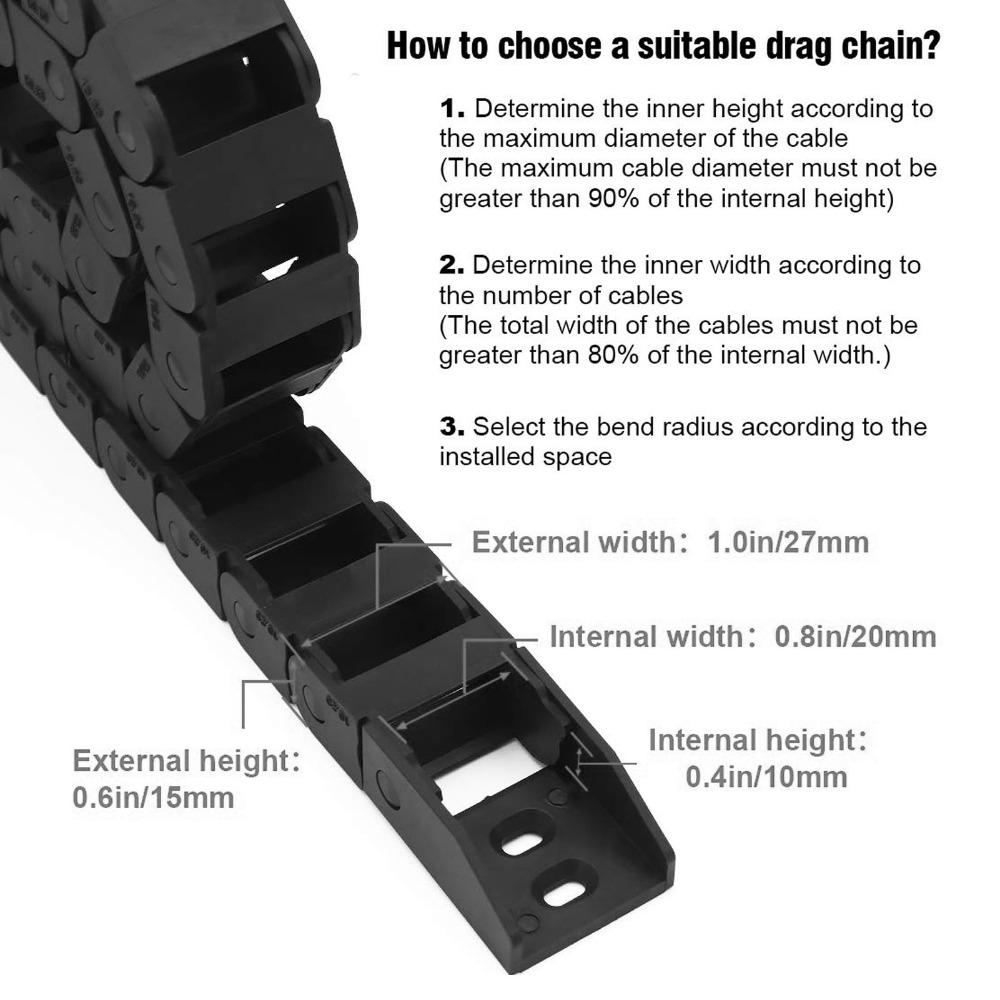 1M Länge Schleppkette 10mm x 20mm CNC-Kabelträger Langlebige Kettenträgerkette CNC Werkzeugmaschine