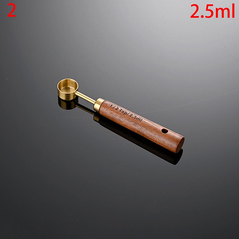 Złoty uchwyt z drewna, stal nierdzewna, miarki, łyżki, narzędzia do pieczenia, zestaw łyżek miarowych do kawy, akcesoria do wag barmańskich