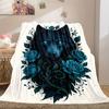 1Pc Wolf Roses Print Flannel Blanket, High Quality Digital Printing, Comfortable for All Seasons, Home DecorGifts821007