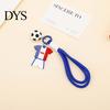 National Team Keychain Pendant, Thick Braided Rope Mini Football Soft Rubber Jersey Charm Key Holder, Argentina Brazil Germany Colors Fan Gift