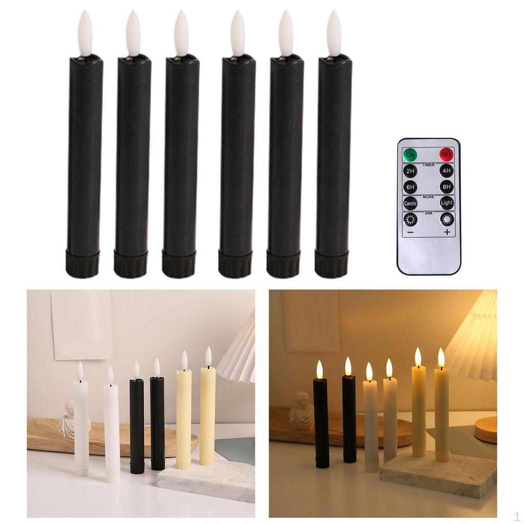 6 Pieces LED Candles Flameless Flicker Taper Tea Lights with Remote for Halloween