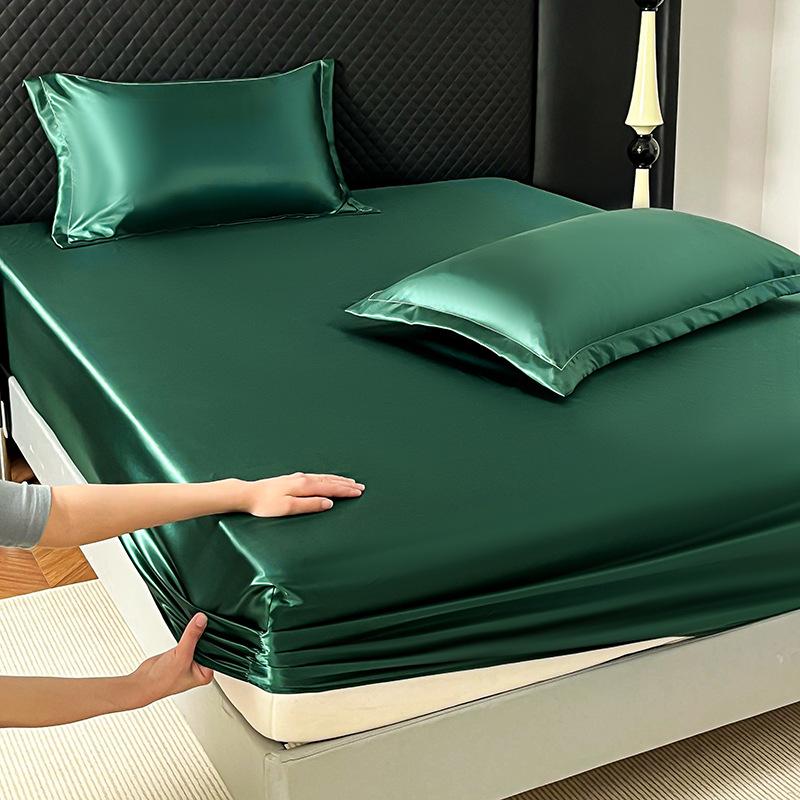 Napínací prostěradlo z ledového hedvábí 90x200 cm Více velikostí Prostěradlo Měkký satén Elastické Matrace Domácí Ložnice Prostěradlo s 360° Elastickým Páskem