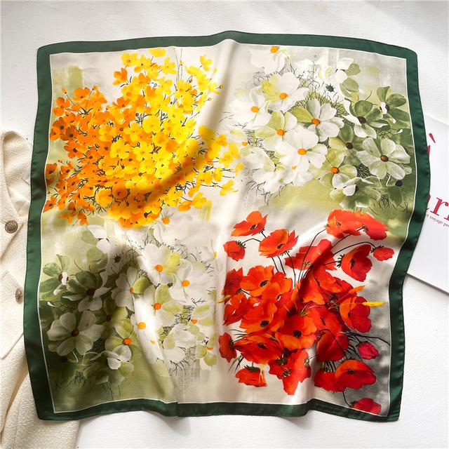 Silk Scarf For Women Luxury Hijab Hair Bands Square Neckerchief Female Satin Shawl Ribbon Headband Fashion Wraps Bandana