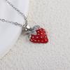 Stainless Steel Shiny Zircon Red Strawberry Pendant Necklace For Women Girls Romantic Flower Planet Tulip Choker Luxury Jewelry
